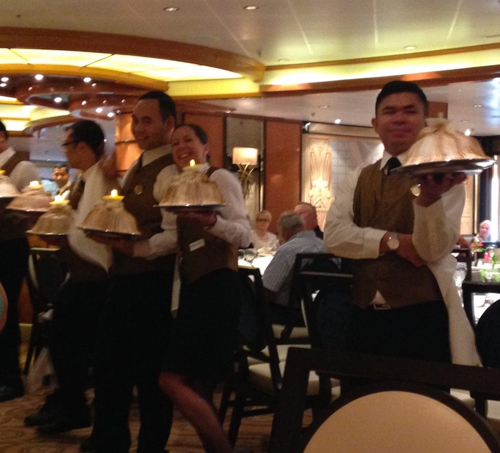 princess baked alaska restaurant last night dining food waiters silver platters