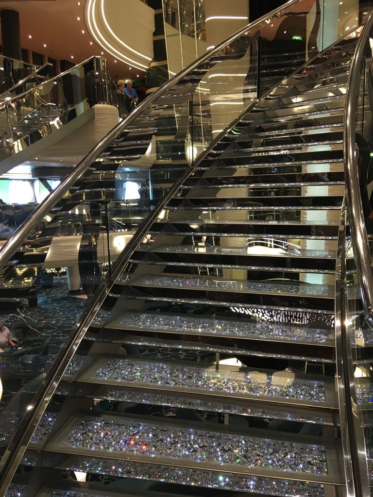 msc preziosa cruise ship shiny staircase crystals