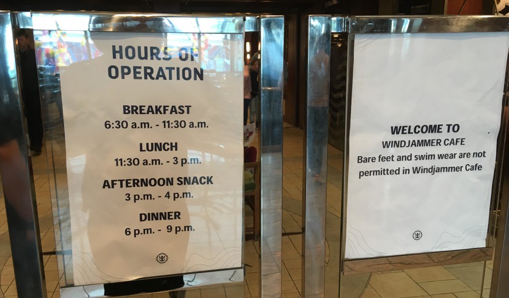 independence of the seas royal caribbean buffet windjammer closed opening times sign