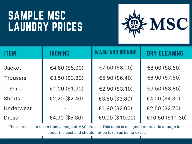 MSC Cruises Sample Laundry Prices Emma Cruises