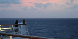 carnival sensation sunrise cruise ship morning breakfast red sky over ocean