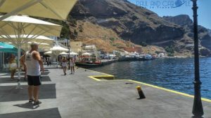 Skala Pier santorini greece cruise cruise ship cruise line restaurants cafes