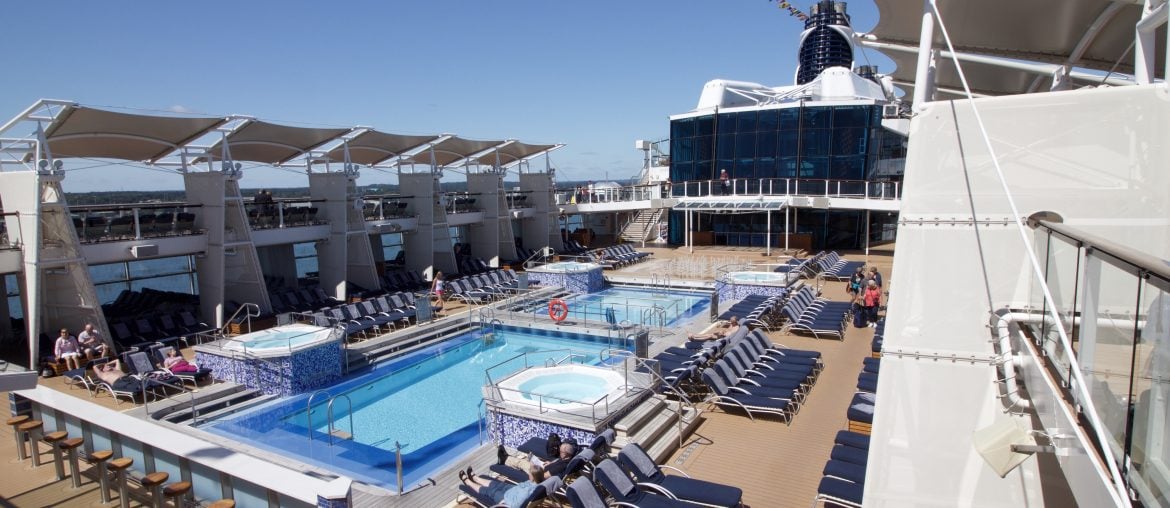 celebrity eclipse top deck pools swimming sun bathing