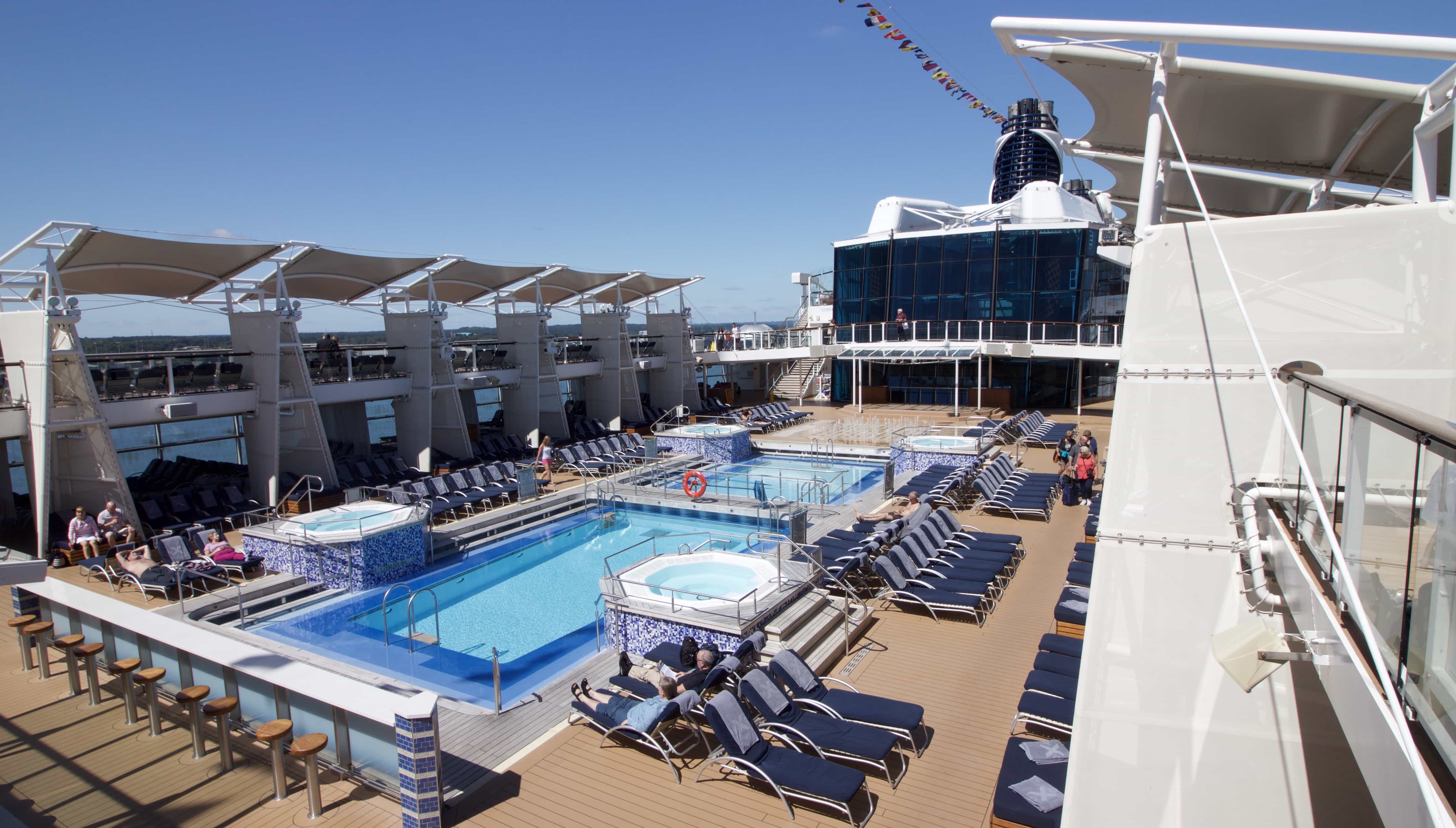 celebrity eclipse top deck pools swimming sun bathing
