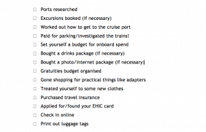 pre cruise planning checklist