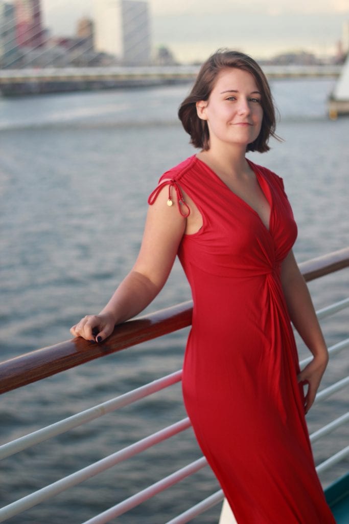 royal caribbean formal night dress code women red dress balcony cruise ship