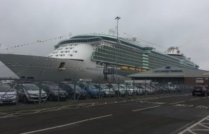 Royal caribbean independence of the seas in southampton cruise port clouds rainy day