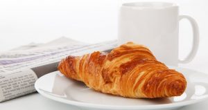 Coffee and Croissant p&o free breakfast room service