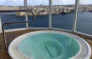 view of malta from the msc meraviglia hot tub in foreground