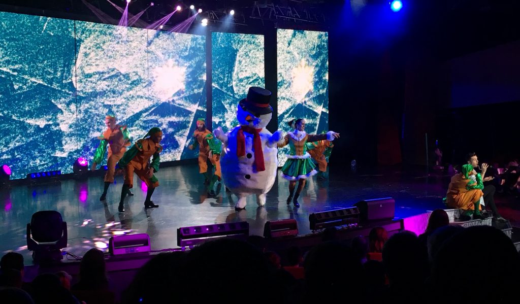 MSC theatre show christmas dancing elves and snowman