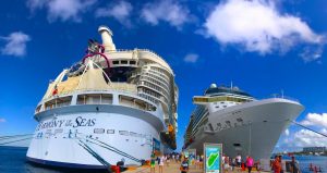 harmony of the seas celebrity silhouette side by side cruise ships caribbean