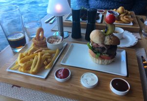 p&o britannia beach house food burger chips speciality restaurant