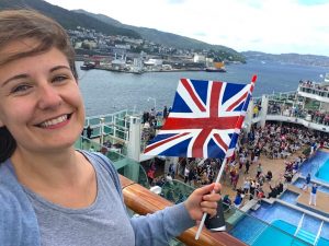 p&o britannia norwegian fjords norway great british sail away union jack flag