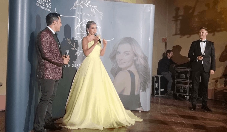 Katherine Jenkins and Mark Vincent in Rome Yellow Dress on Stage Q&A