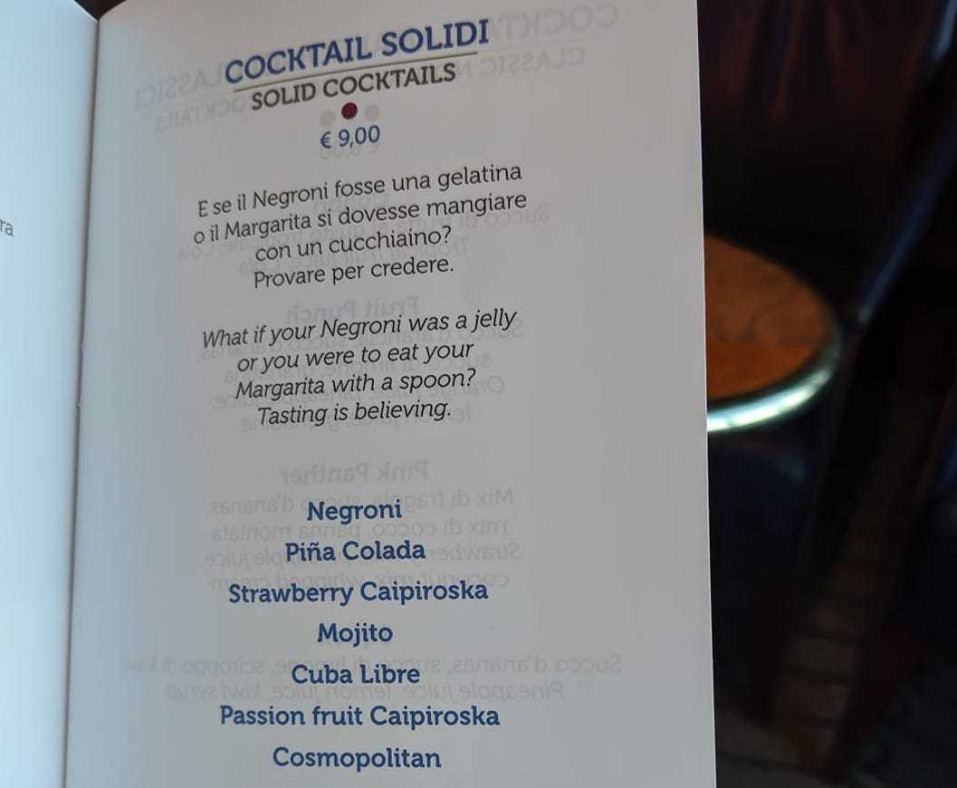 costa cruises drinks menu cocktails