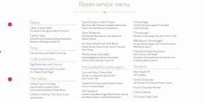 cunard room service menu free 24 hours