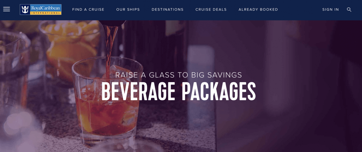 royal caribbean beverage package hjemmeside