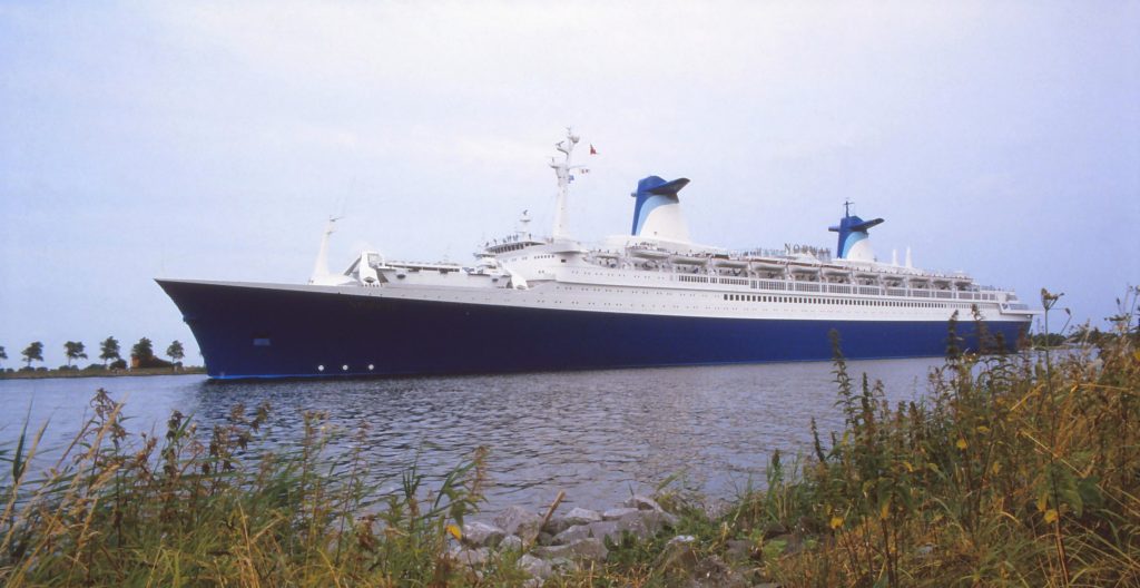 SS Norway cruise ship funnel wings