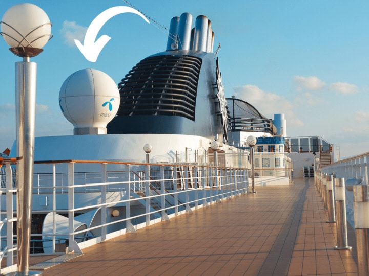 cruise ship white balls on top radome