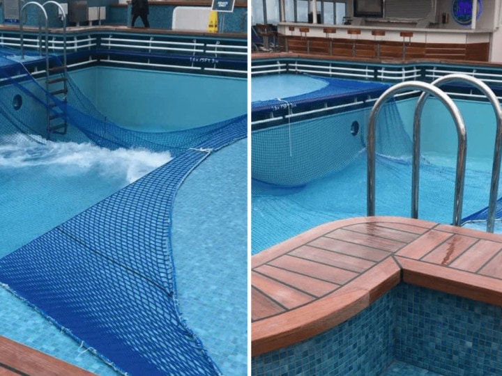 cruise line drain swimming pool netting over pool