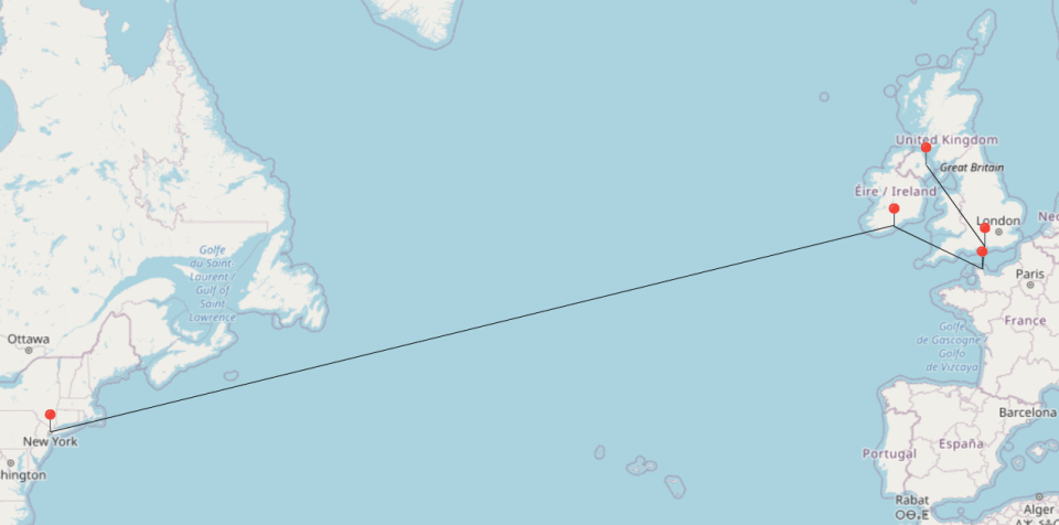 The Titanic's Route - From Shipyard to Sinking (Via Southampton ...