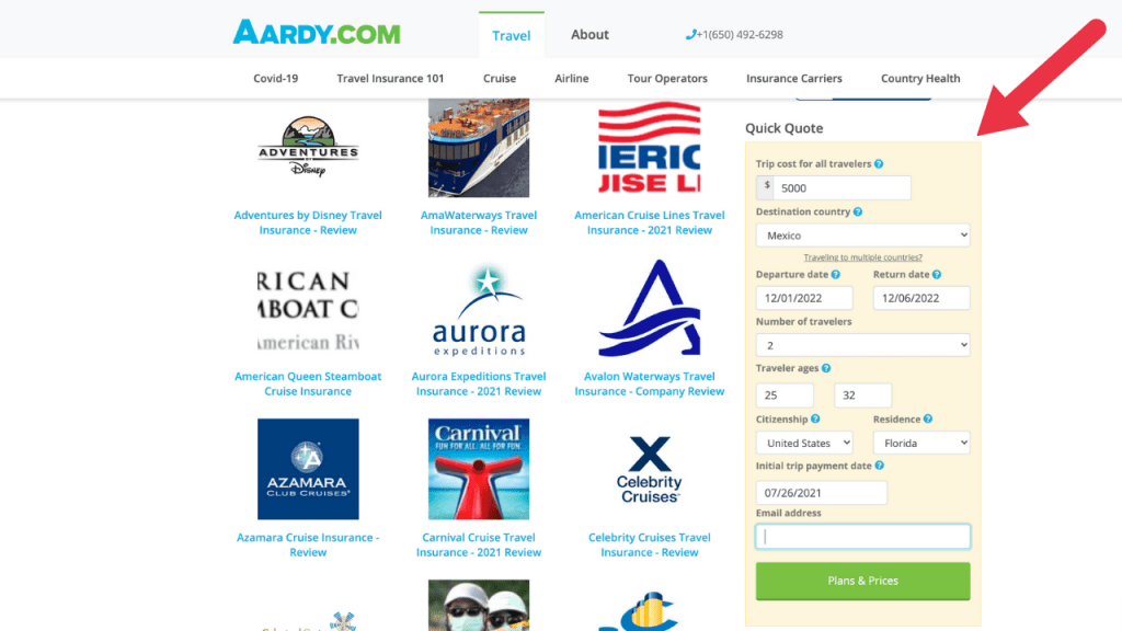 aardy travel insurance policy