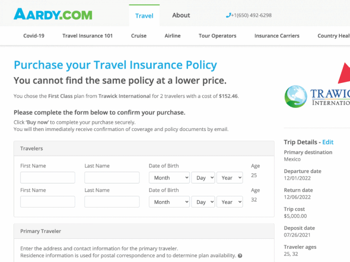 aardy travel insurance for a cruise