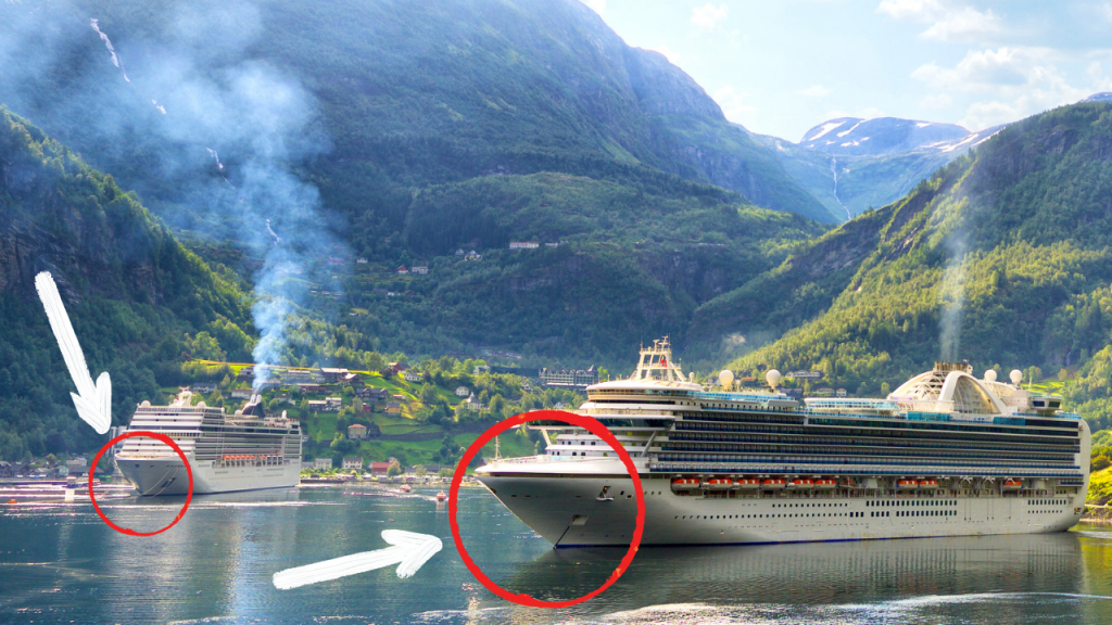 cruise ship anchors anchored in fjord