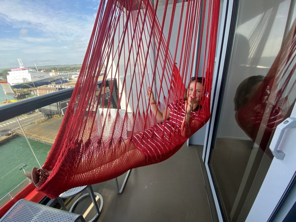 virgin voyages scarlet lady hammock on the balcony