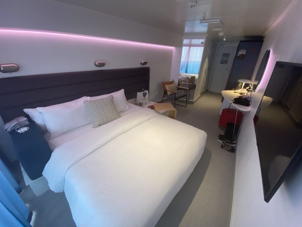 virgin voyages scarlet lady sea terrace balcony cabin bed