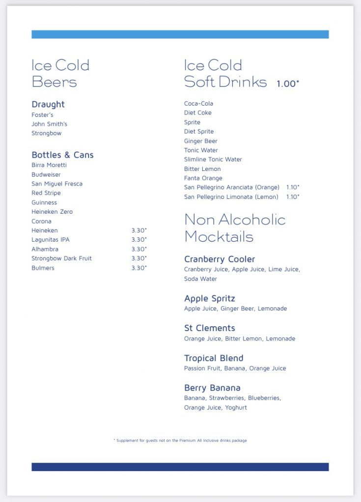 Marella Cruises All Inclusive Drinks List (and Menus) Emma Cruises