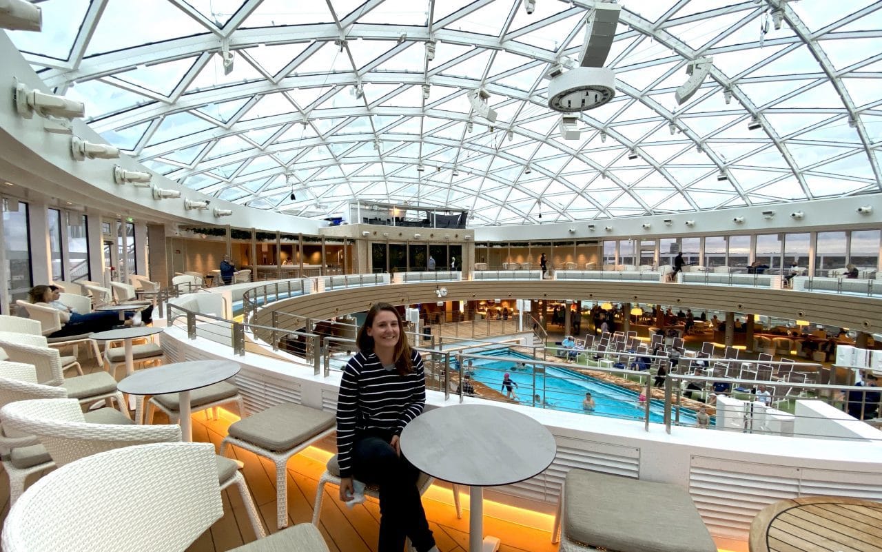 P&O iona sky dome swimming pool and seating top level