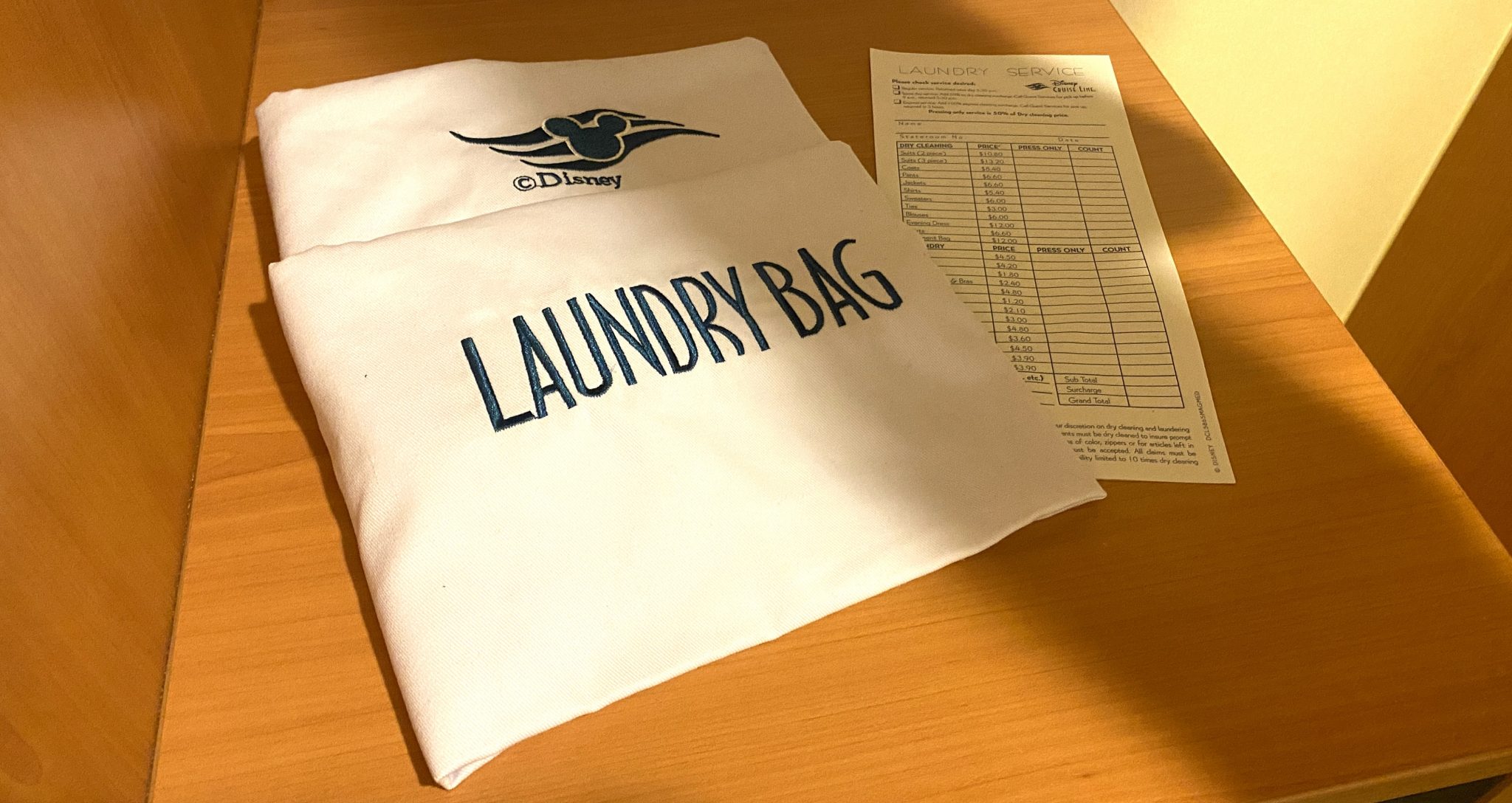 disney cruise line laundry prices