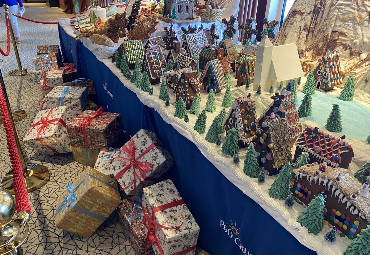 p&o cruises gingerbread village onboard ventura with christmas presents
