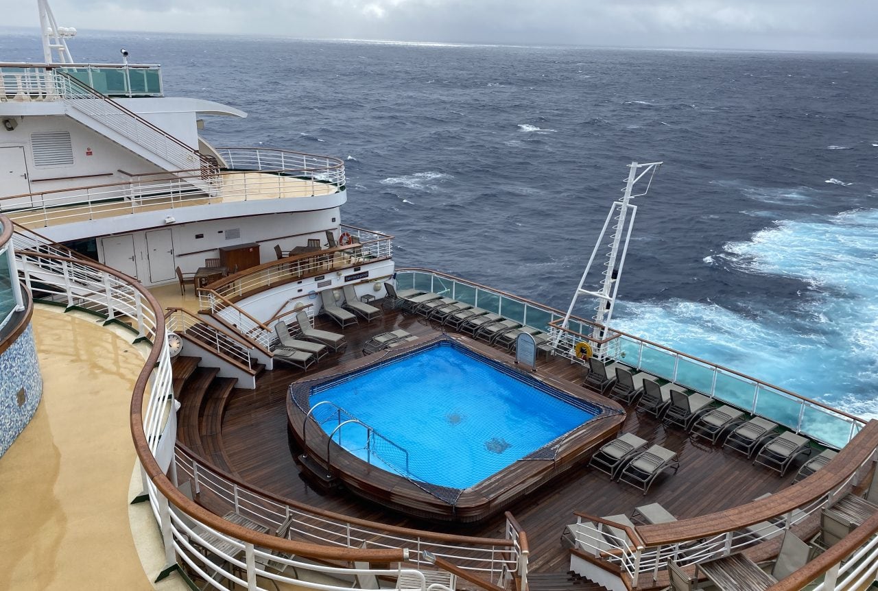 cruise ship in storm p&o ventura aft pool swimming closed