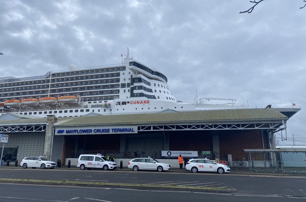 Cunards Queen Mary 2 mayflower cruise terminal southampton UK