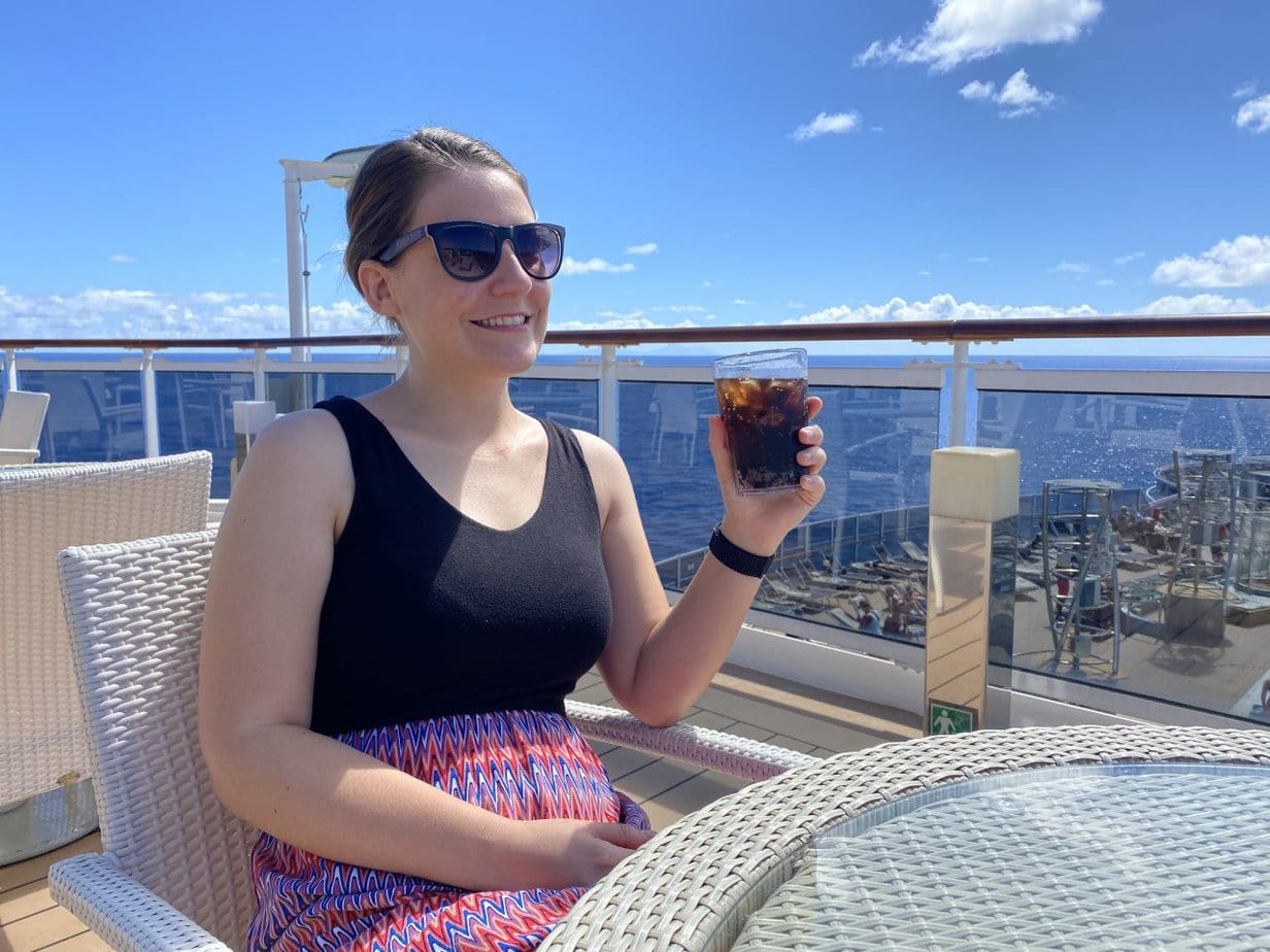 emma cruises with a coke on the msc seaview