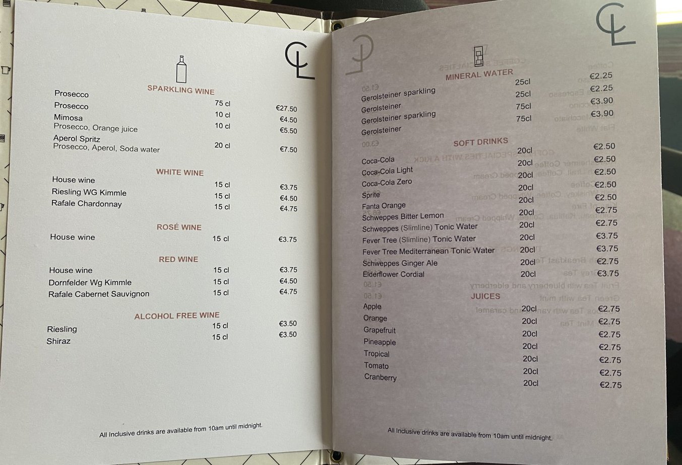 tui cruises drinks menu