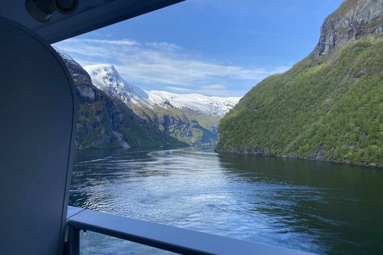 norwegian fjord cruise view from balcony