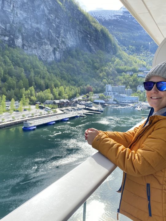 norwegian fjord cruise view from balcony emma cruises in geiranger