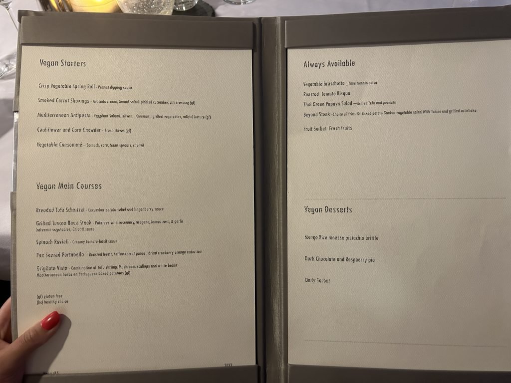 Azamara Vegan Menu