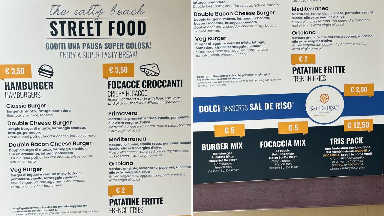 costa cruises salty dog street food burger menu