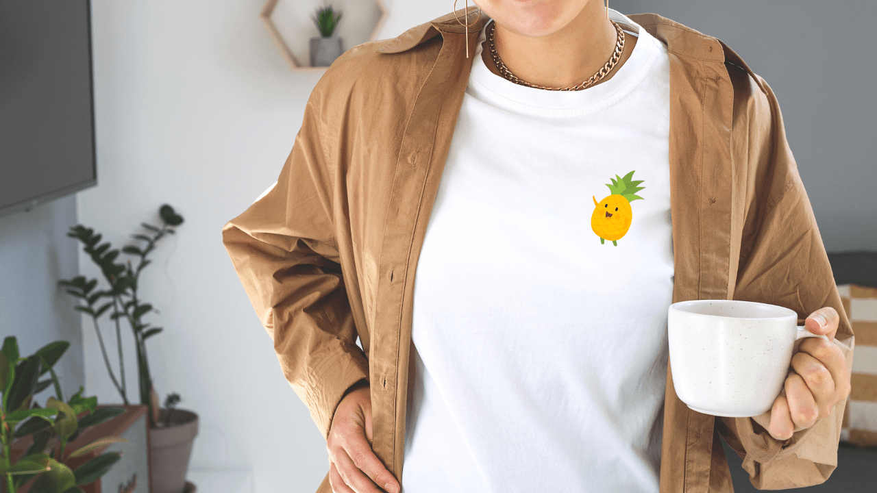 pineapple sticker on tshirt