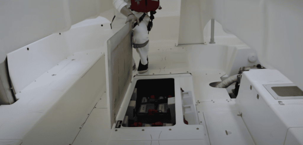 inside cruise ship lifeboat batteries