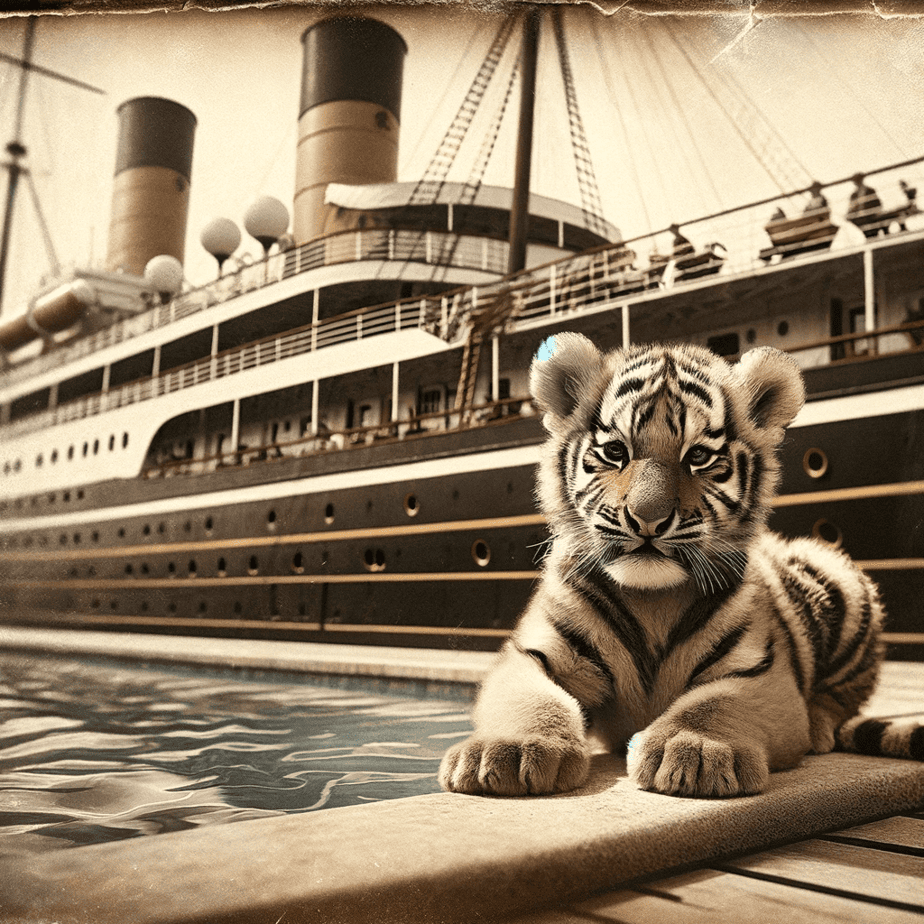 tiger cub on cruise ship