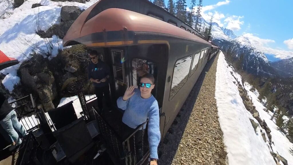 Emma cruises White Pass Railway