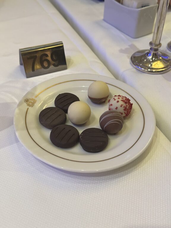 QM2 after dinner chocolates