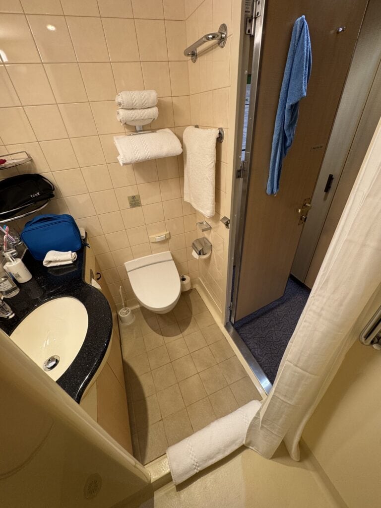  bathroom in a balcony cabin on Queen Mary 2