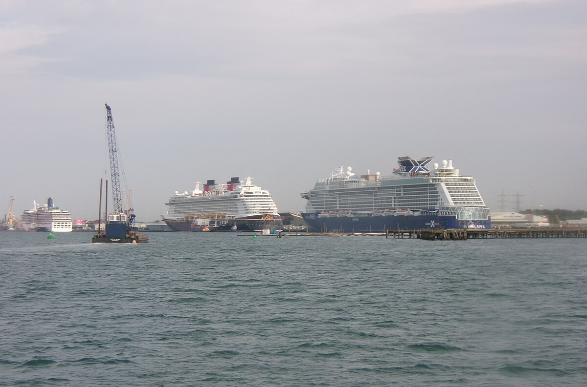 Multiple Cruise ships docked at Southampton